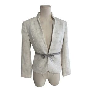 SPORTMAX Max Mara Cream Blazer Gray Ribbon Belt 34 XS S 2 Work Business Luxury